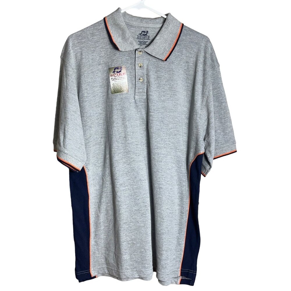 New Golf Shirt Polo Henley Gray Knit Short Sleeve Spike Sports Athletic Mens L